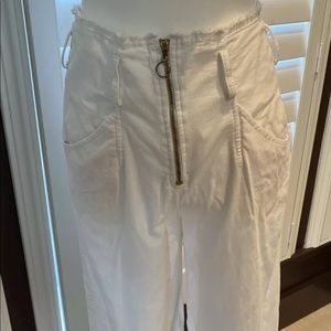 Intermix Corduroy White Zip Pants